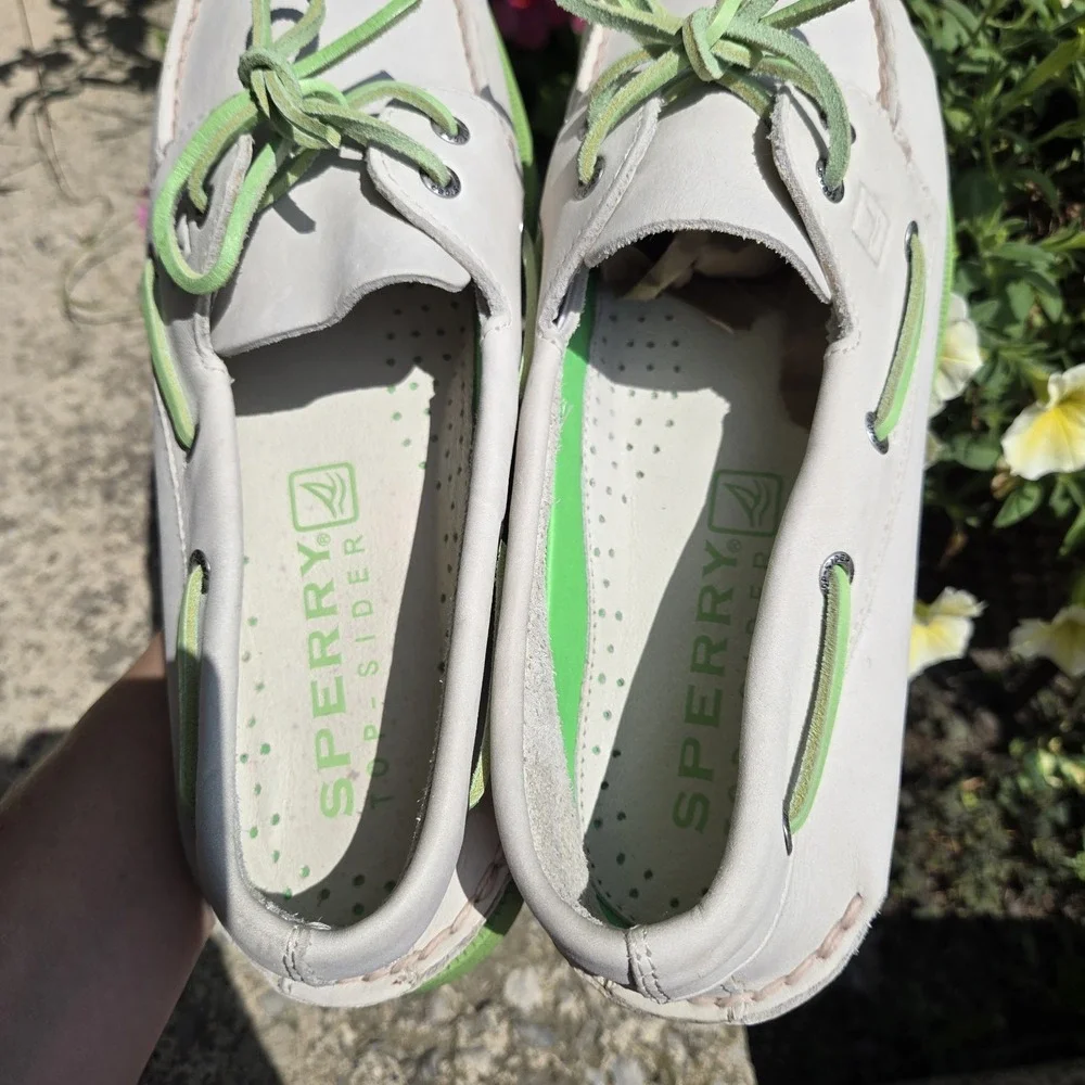 Sperry Top-Sider Boat Shoes Mens 11.5  Ivory/ Beige Green